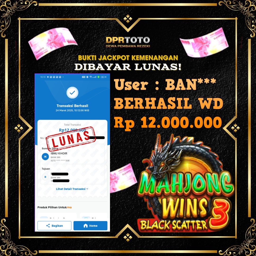 KEMENANGAN BESAR MAHJONG WINS 3 WD 12.000.000 - LUNAS